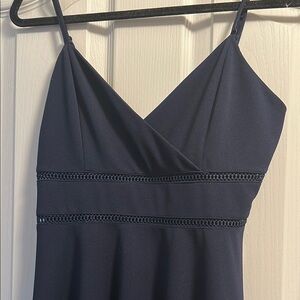Elegant Navy Blue Spaghetti Strap Dress